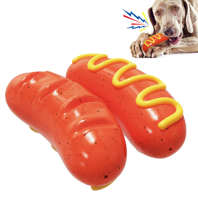 Pet Supply Factory Wholesale Vocal Dog Bite Glue Molar Stick Bite Resistant Hot Dog Grilled Sausage Dog Toys