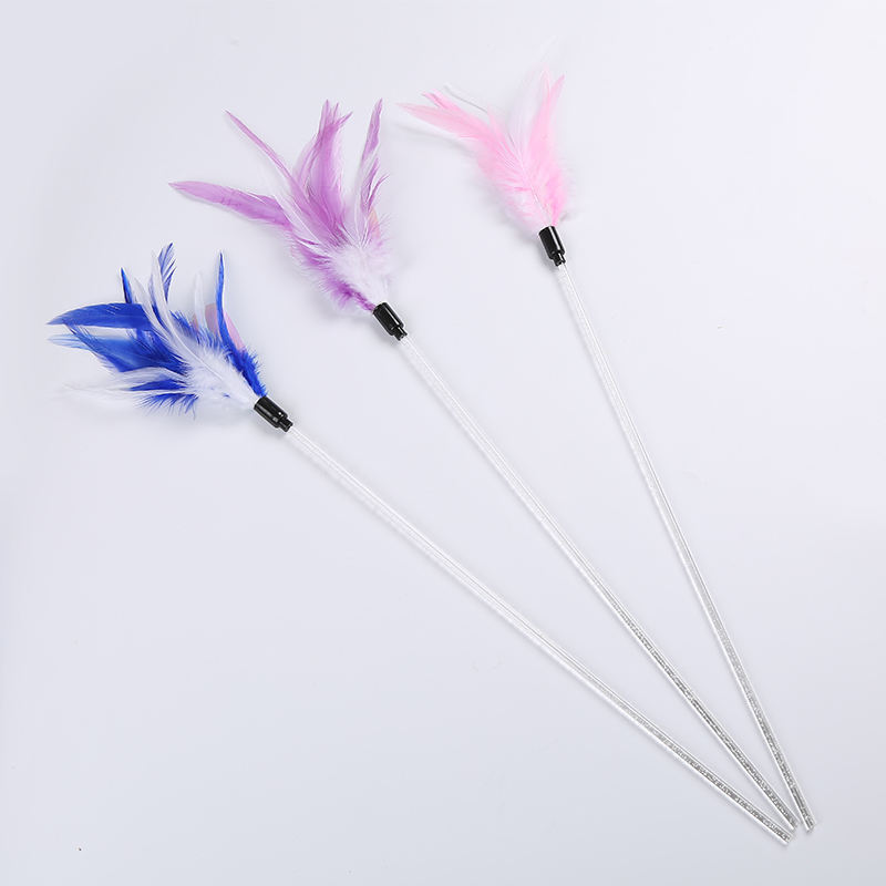 Feather Teaser Cat Toy Kitten Pet Toy Chaser Stick   Interactive Play Fun Toys