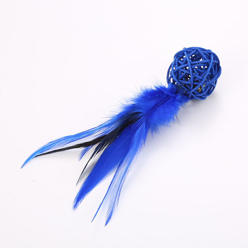 wholesale Eco-friendly Interactive Cat Toys ring rattan Balls With Feather Kitten Accessories