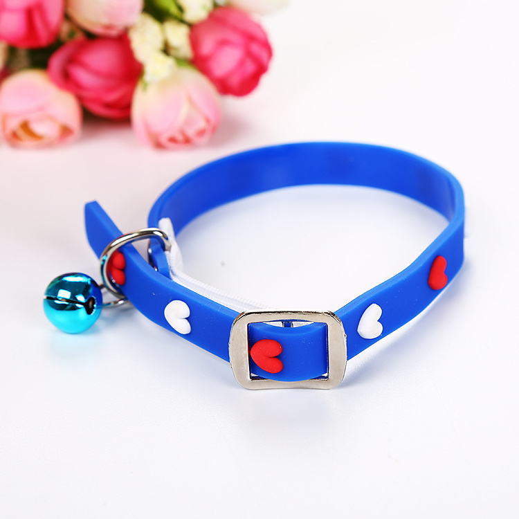 Colorful Silicone Small Pet Dog Cat Collar With Jingle Bell