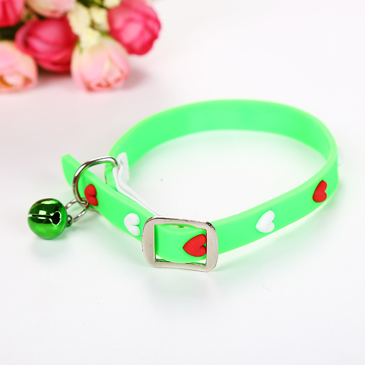 Colorful Silicone Small Pet Dog Cat Collar With Jingle Bell