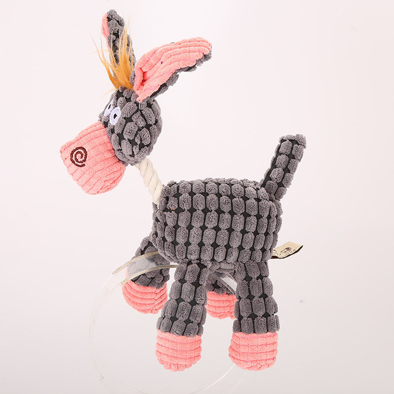 wholesale Pet Products donkey dog toys shape plush dog toy with rope