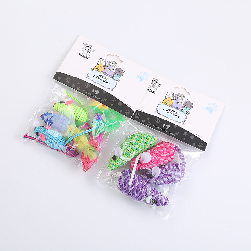 wholesale manufacturer training fun  playing pet product cat rope mouse toy pack