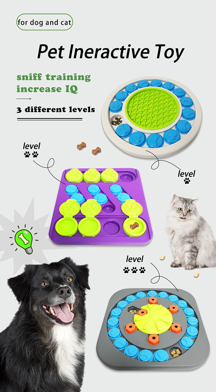 Interactive Turntable Pet Puzzle Toys Slow Food Dispenser Treat Tot for Dogs and Cats