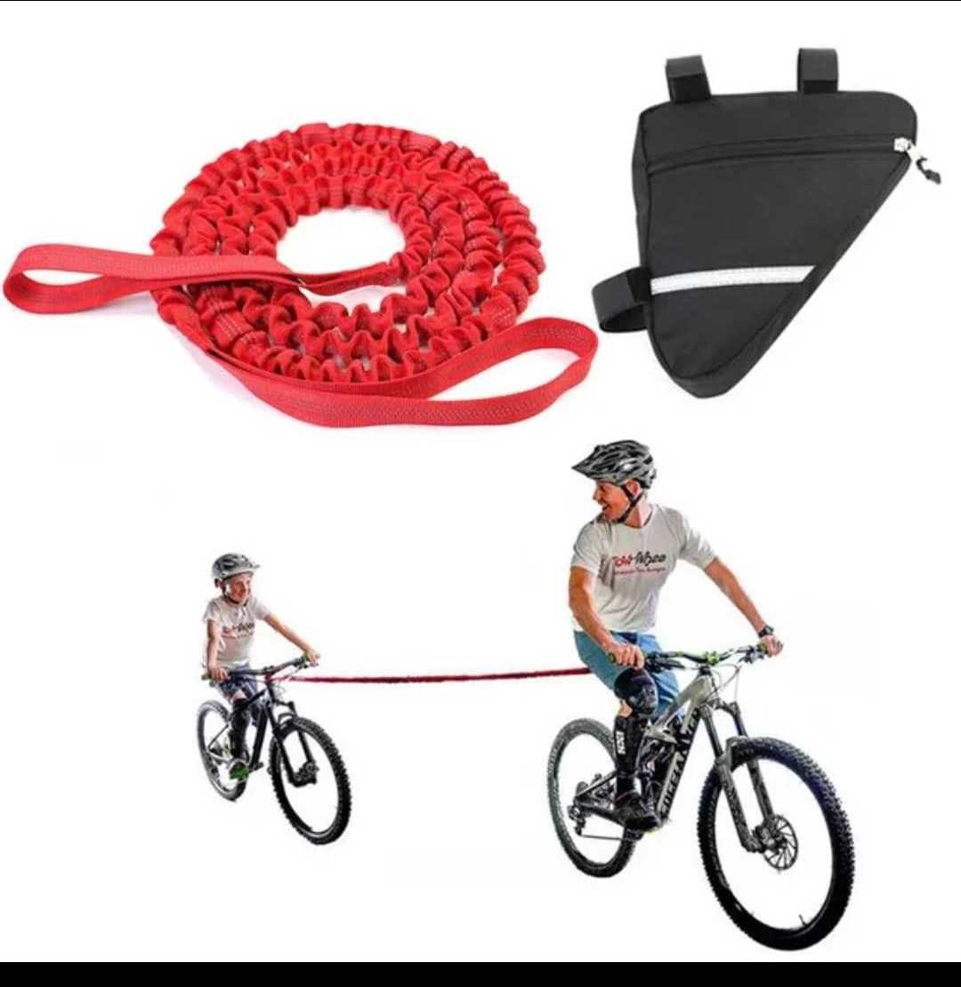 Portable Outdoor Elastic Tow Rope Parents Child Reflective Traction Pull Rope Children Bicycle Tow Rope with Triangle Bag