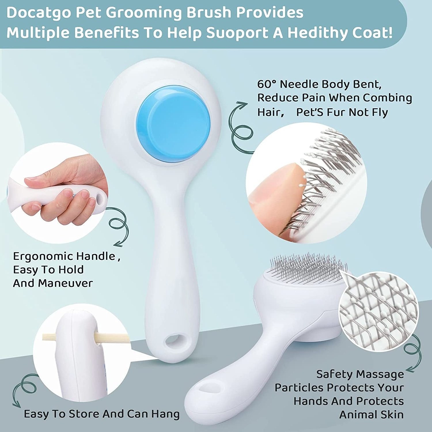 Pet Grooming Slicker Dog Comb Brush Daily Use for Dogs and Cats Deshedding Tool