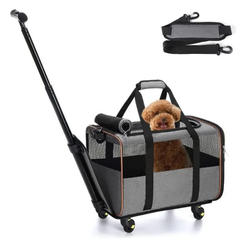 Pet Carriers & Travel Products Airline Approved Pet Cat Carrier With Wheels Dog Trolley Bag  Dog Trolley Bag Cat Trolley Bag