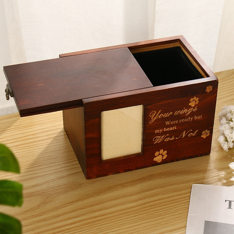 XIYOU Factory Customized Wholesale Pet Funeral Products Customizable patterns and text Solid Wood Pet Urns