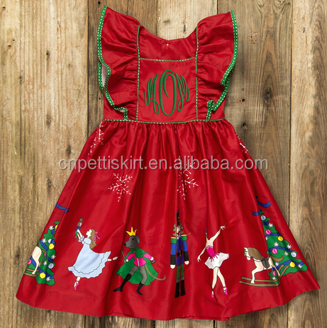 Christmas series kids clothes cute baby girl party dress children frocks designs sweet bulk cotton dress for sale