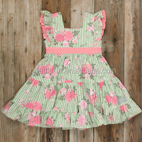 2019 Best Selling Floral Girl Party Dress Wholesale Children Frock Design Baby Clothes Lovely Boutique Dress 100% Cotton Vintage