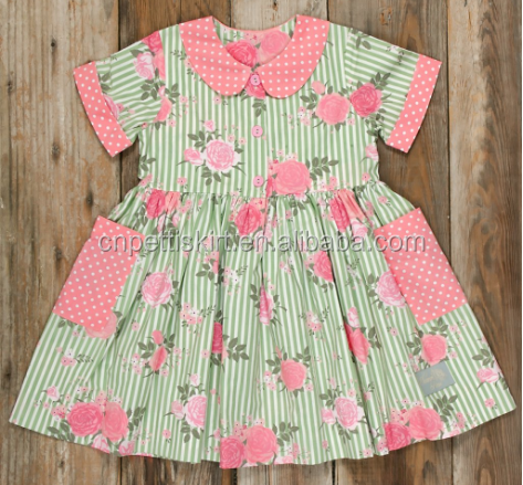 2019 Best Selling Floral Girl Party Dress Wholesale Children Frock Design Baby Clothes Lovely Boutique Dress 100% Cotton Vintage