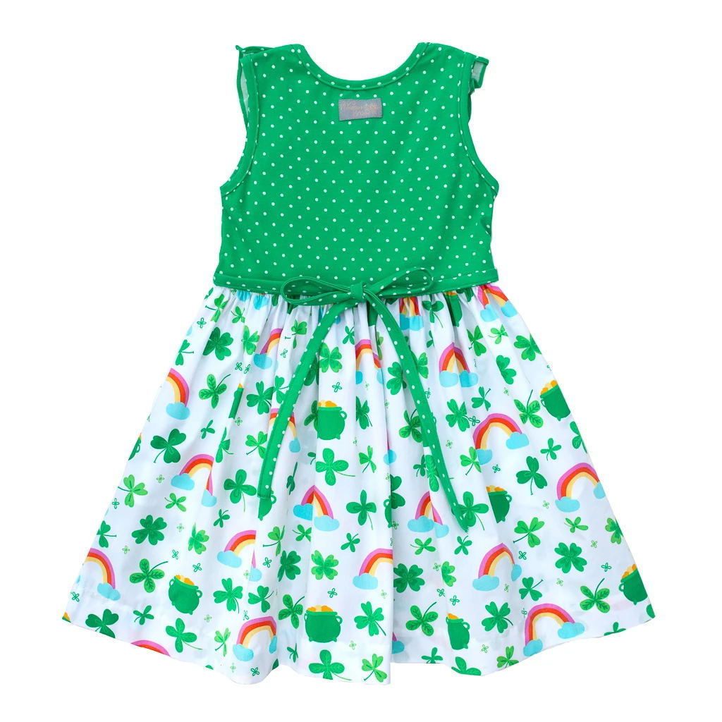 cute fashion printing children frock designs cheap wholesale boutique girl clothing one piece party dress