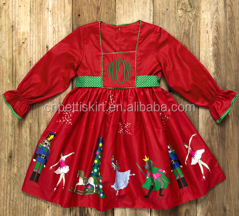 Christmas series kids clothes cute baby girl party dress children frocks designs sweet bulk cotton dress for sale