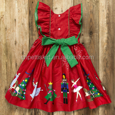 Christmas series kids clothes cute baby girl party dress children frocks designs sweet bulk cotton dress for sale