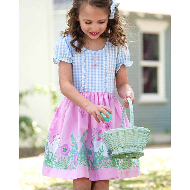 2022 easter boutique smocked dress light blue spring baby girl dresses