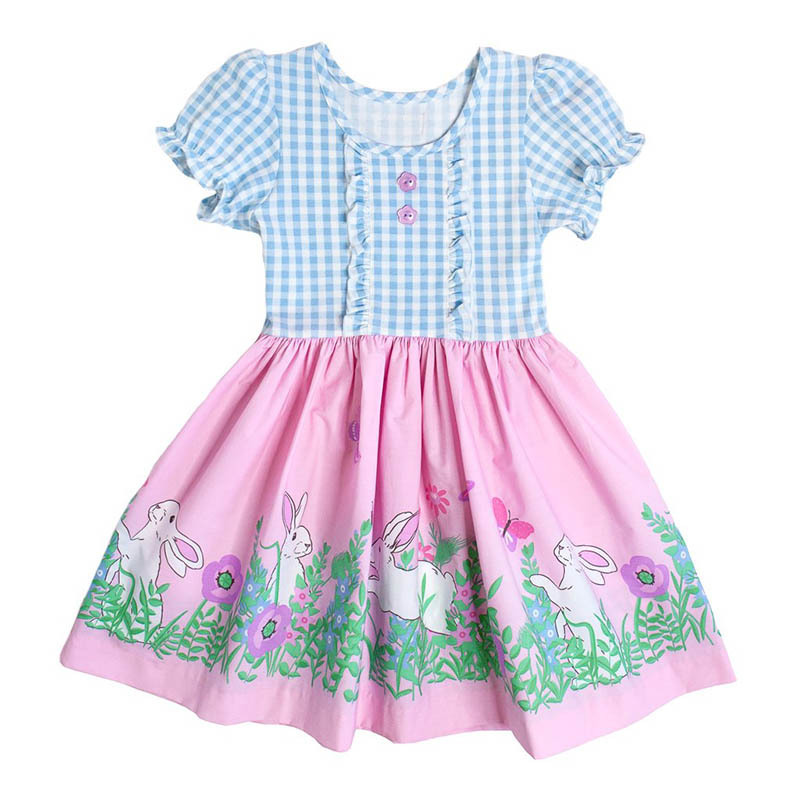 2022 easter boutique smocked dress light blue spring baby girl dresses