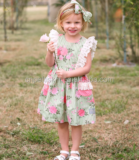 2019 Best Selling Floral Girl Party Dress Wholesale Children Frock Design Baby Clothes Lovely Boutique Dress 100% Cotton Vintage