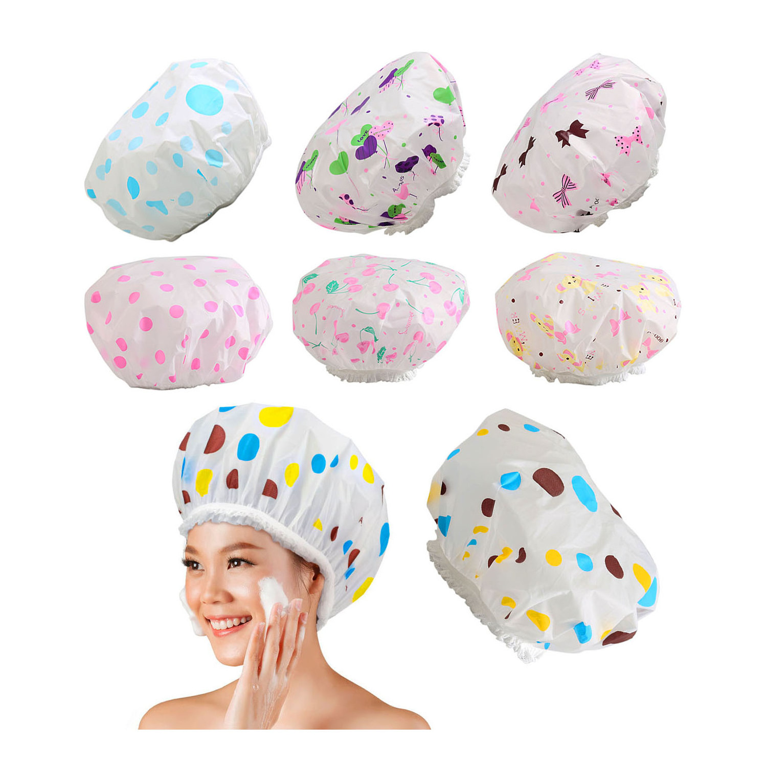 Wholesale Waterproof Shower Cap Thickened Waterproof Oily Fume Cap Female Spa Hairdressing Salon Supplies Shower Cap Bathroom Ac