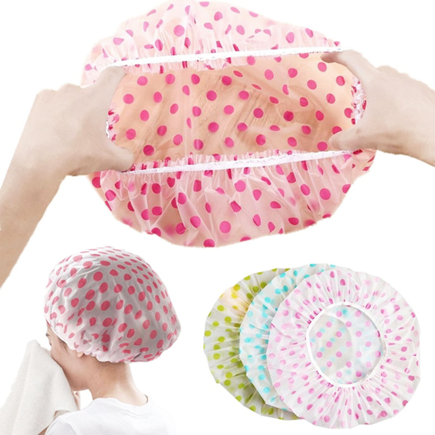 Wholesale Waterproof Shower Cap Thickened Waterproof Oily Fume Cap Female Spa Hairdressing Salon Supplies Shower Cap Bathroom Ac