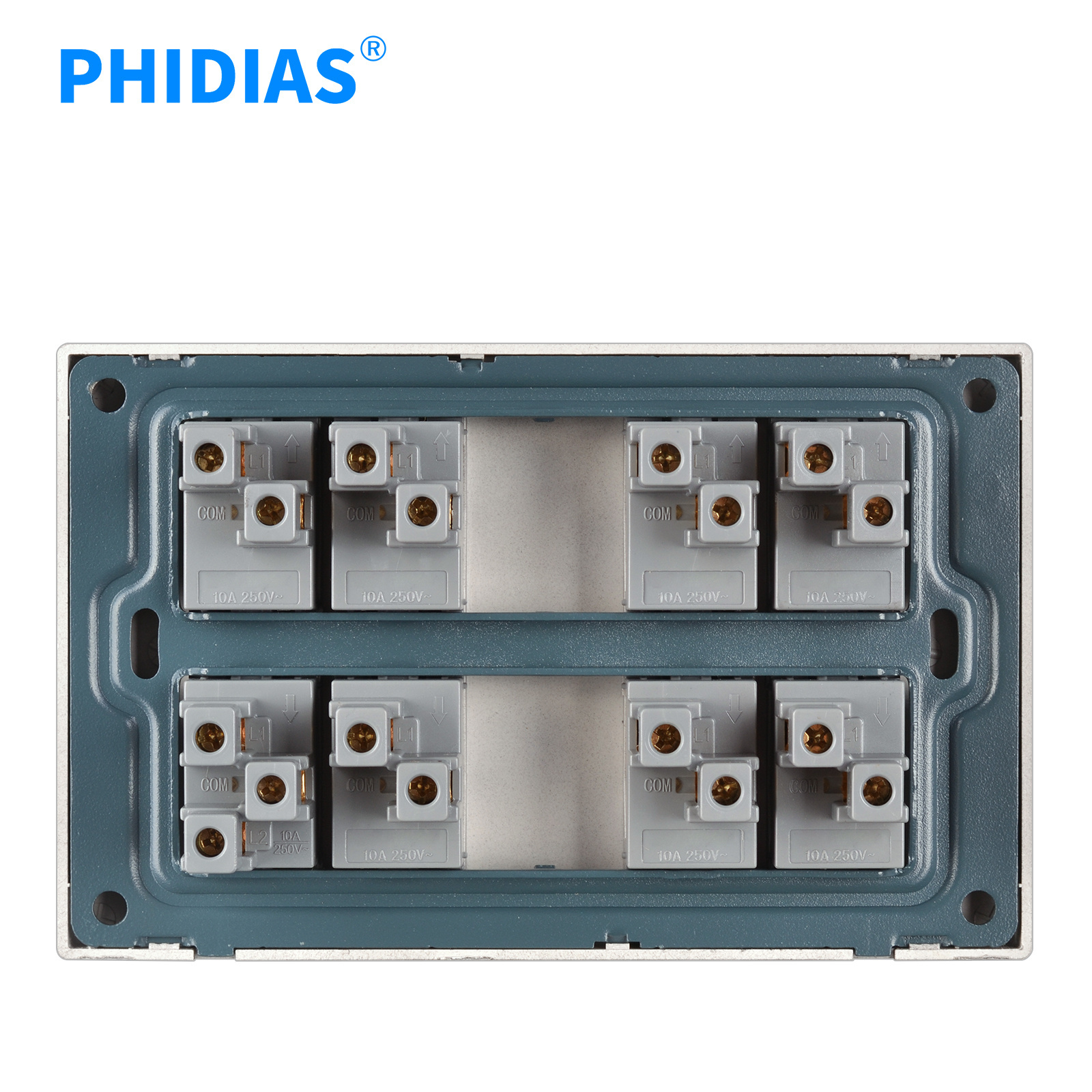 factory customize BS standard PC material iron plate 10A 8 gang push button on off wall switches electrical light