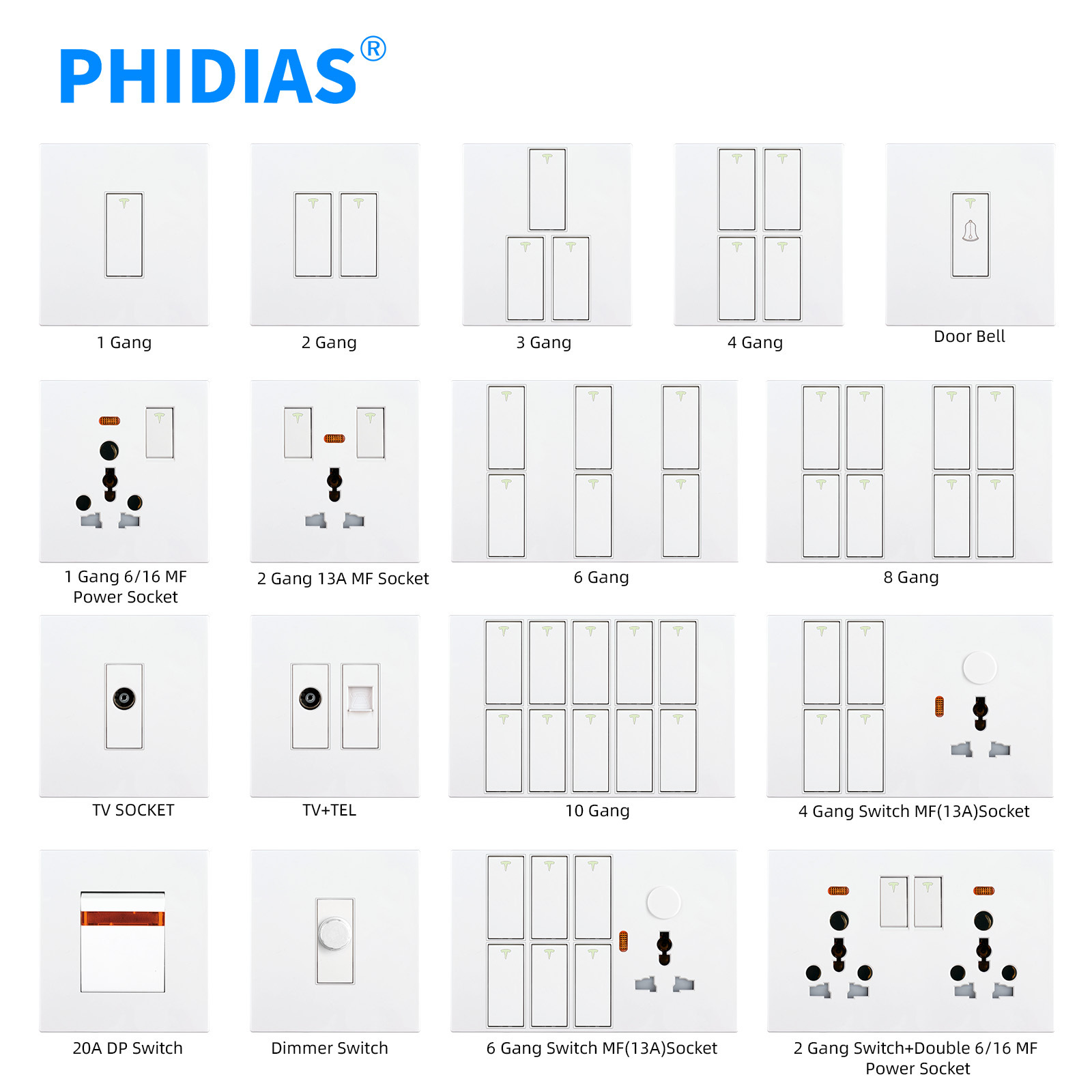 BS standard PC material 1 gang 1 way 2 way push button on off light control wall switch with indicator iron plate