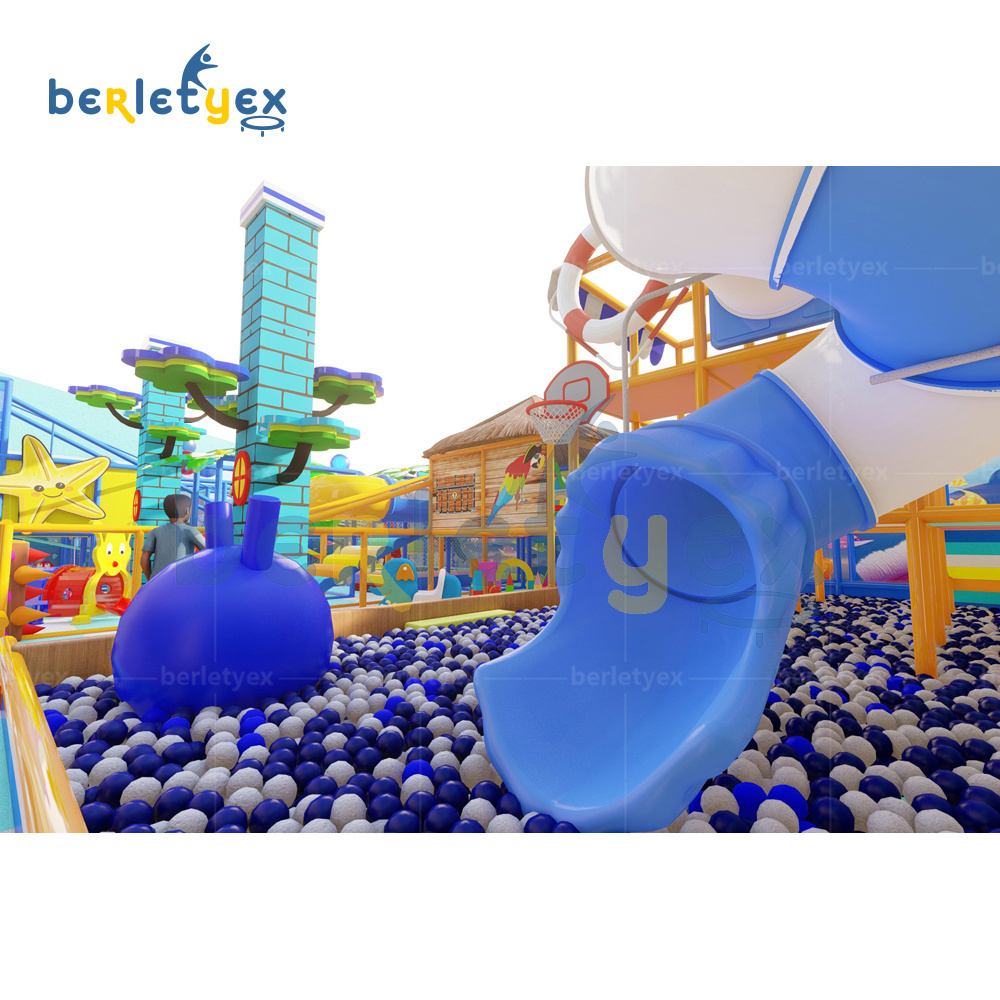 Berletyex pvc pipe cover sliders softplay equipment toddler indoor playground equipped with trampoline and ball pool