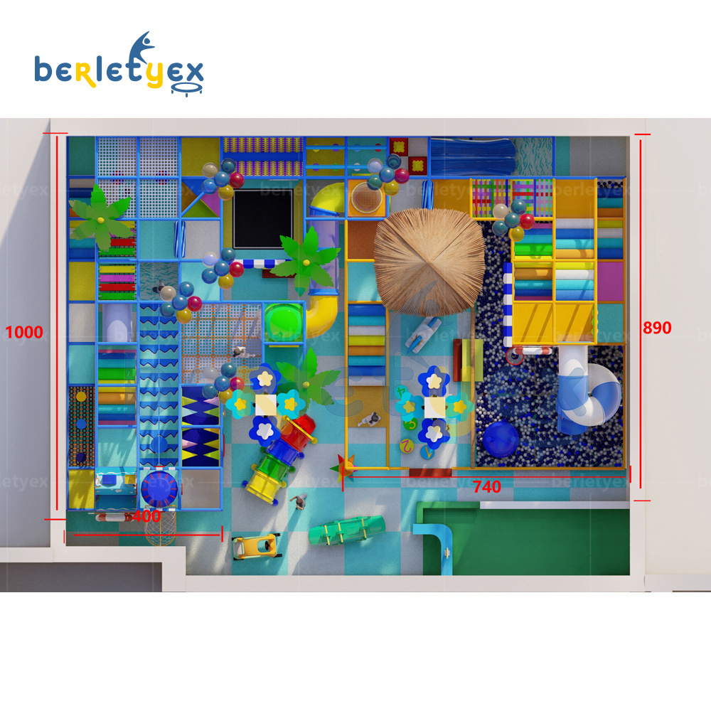 Berletyex pvc pipe cover sliders softplay equipment toddler indoor playground equipped with trampoline and ball pool