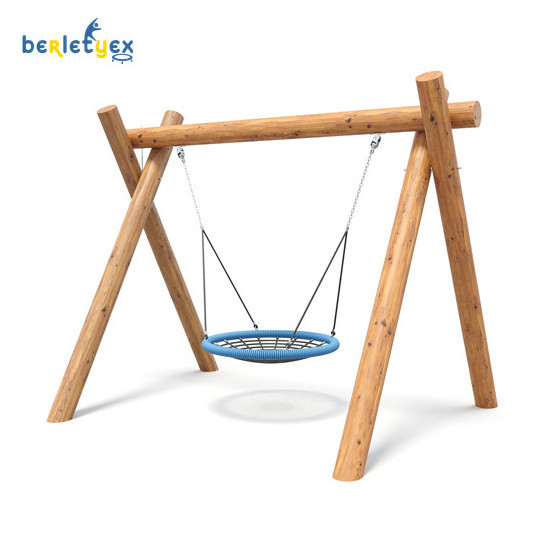 Berletyex custom wooden outdoor backyard single children's platform swing chair