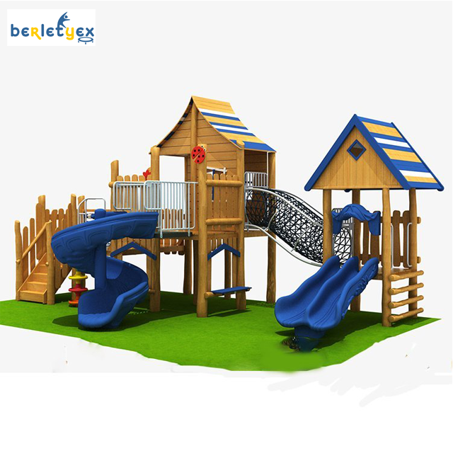 Multi-Functional Children Climbing Frame Kids Slide and Swing Set Garden Wooden Outdoor Wood Playground Custom Patio Slides