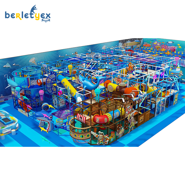 Commercial Large Scale Indoor Underwater World Shark Style Playground Amusement Kids Foam Blocks Soft Play Trampoline Jump Area