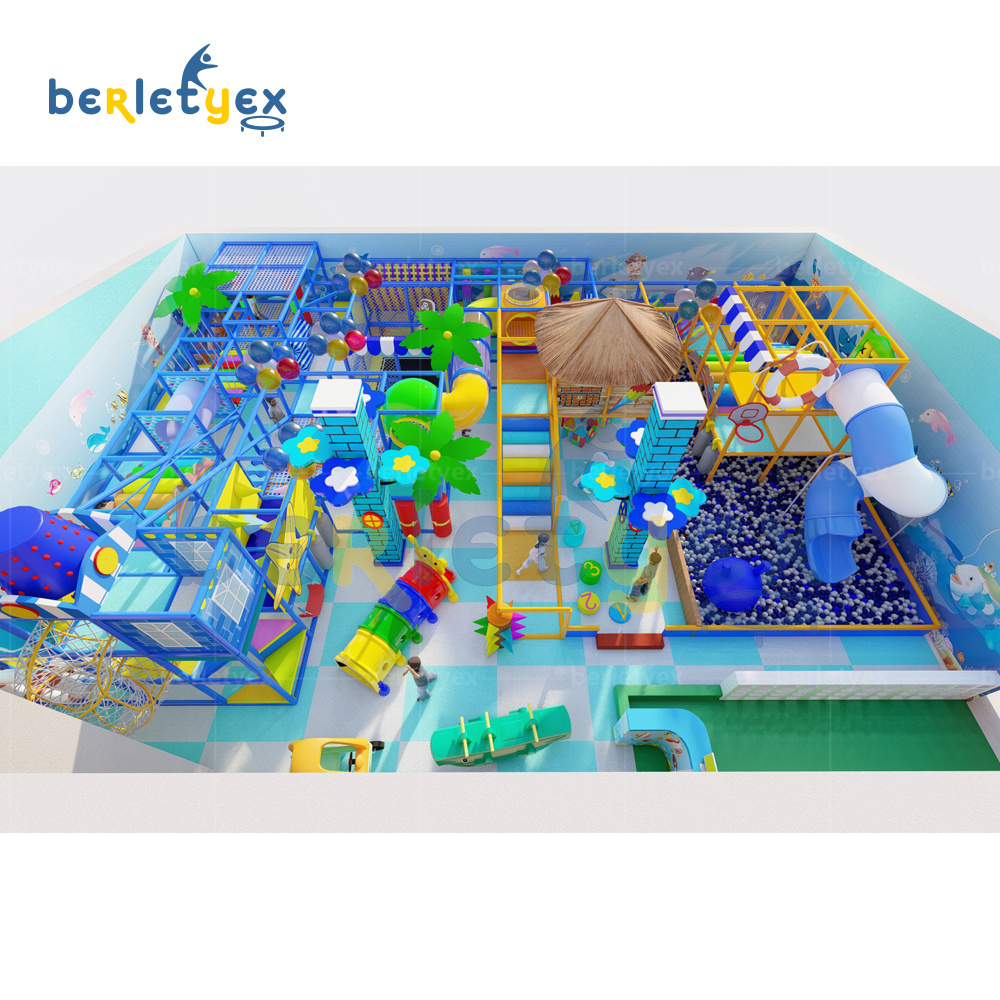 Berletyex pvc pipe cover sliders softplay equipment toddler indoor playground equipped with trampoline and ball pool