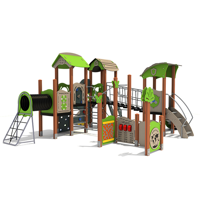 Modern Style Kids Outdoor Slide Playground Equipment Set Custom PE Board Theme Combined Play Swing Climb