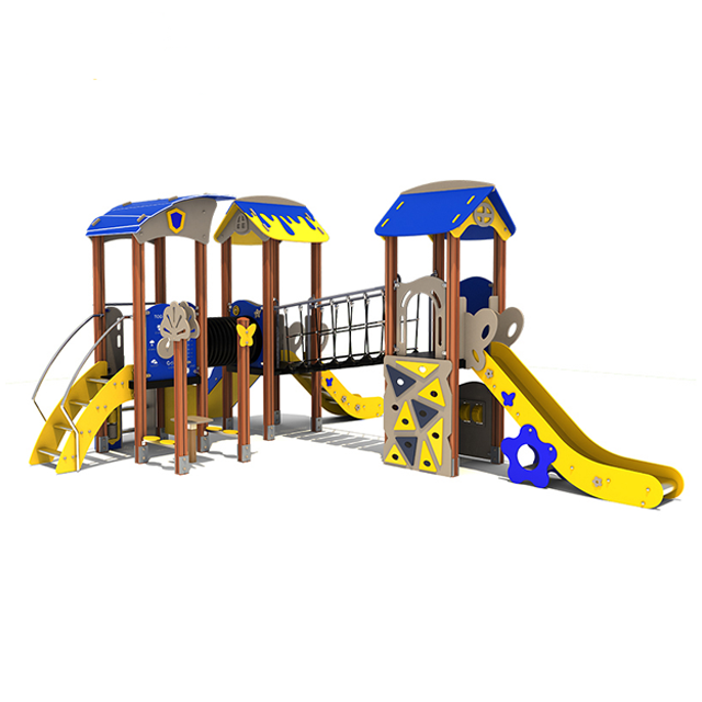 Modern Style Kids Outdoor Slide Playground Equipment Set Custom PE Board Theme Combined Play Swing Climb