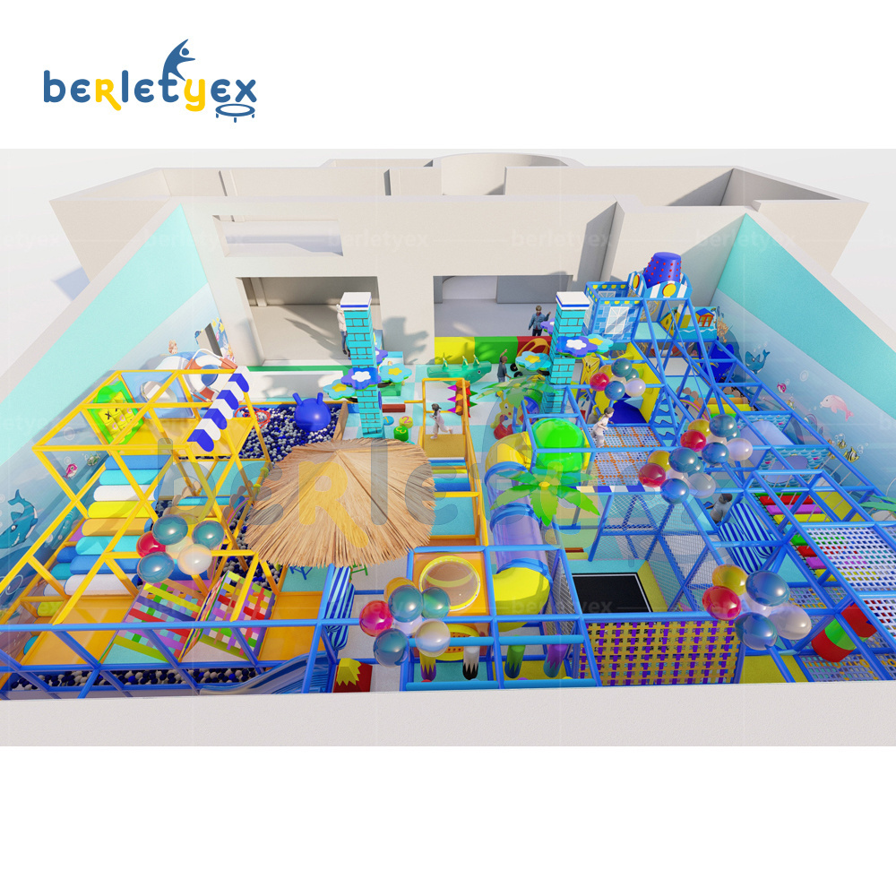 Berletyex pvc pipe cover sliders softplay equipment toddler indoor playground equipped with trampoline and ball pool