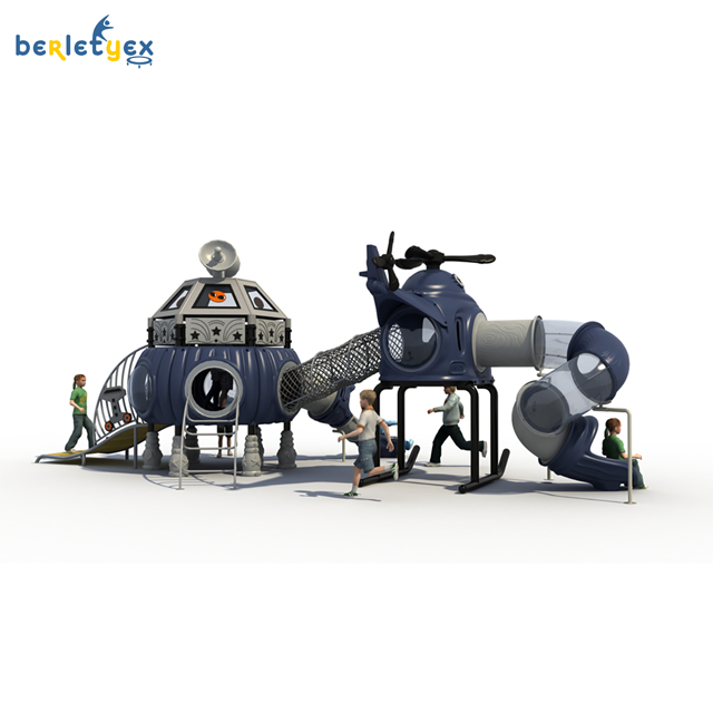 Outdoor UFO Satellite Themed Play Set Kids Slide Large Scale Custom Family Children Park Luxury Amusement Playground Equipment