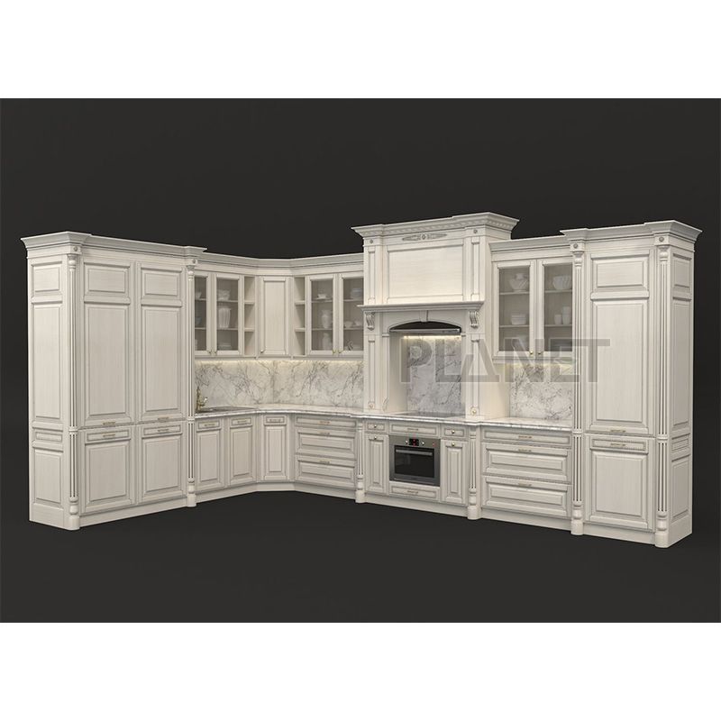 Modular Kitchen Pull Down Storage Ready to Assemble Classic White Oak Wood Kitchen Cabinets China