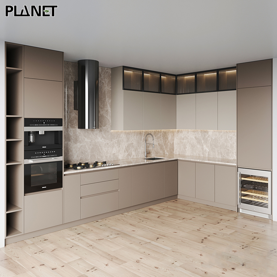 MDF Compact Luxury Flat Pack Commercial Fitted Shelving Tall Modern Kitchen Storage Cabinet Pantry Kitchen Set Units For Kitchen