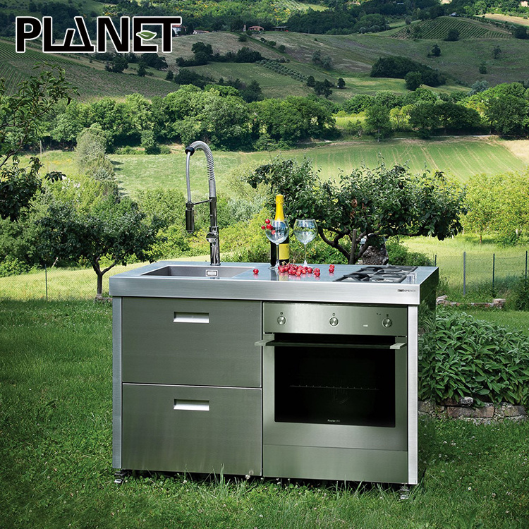 High end patio outdoor kitchen cabinet garden bbq waterproof stainless steel kitchens