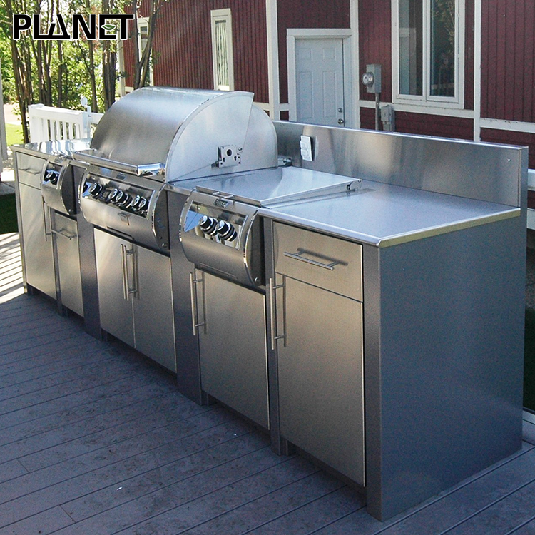 High end patio outdoor kitchen cabinet garden bbq waterproof stainless steel kitchens