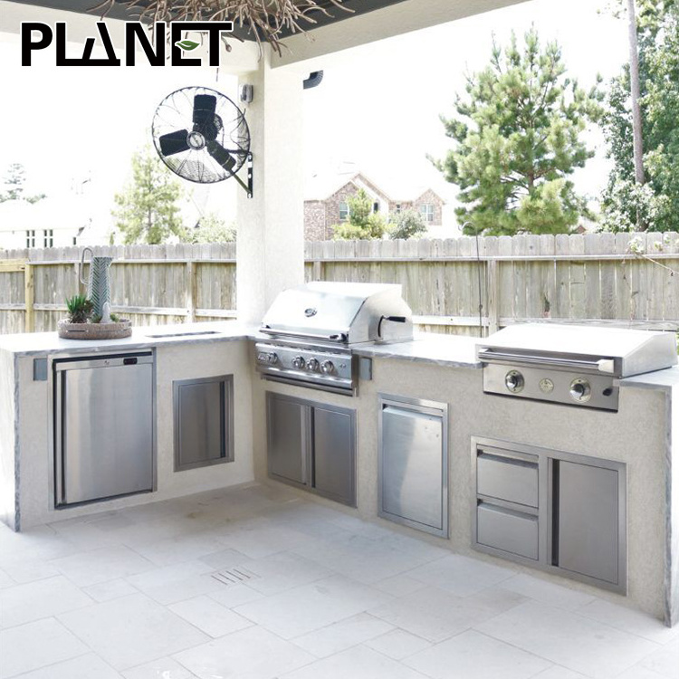 Luxury patio Ghana stainless steel outdoor kitchen ideas 304 steel outdoor kitchen island door