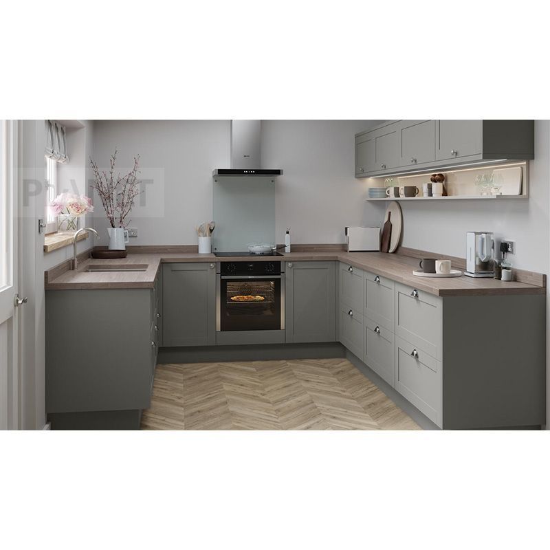 Professional One-Stop Multiple Design Complete Modern Grey Colors Modular Kitchen Furniture Solid Wood Kitchen Cabinet Sets