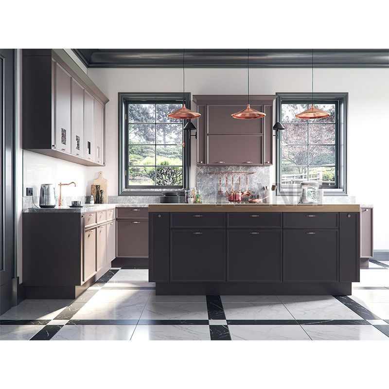 Factory Price Wholesale Kitchen Cupboard Designs American Style Fitted Units Laminate Finish Kitchen Cabinets Made in China