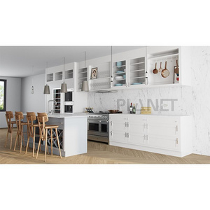 Factory Direct Modern Design Simple Full Pantry Direct Modular Island White PVC Shaker Kitchen Cabinet