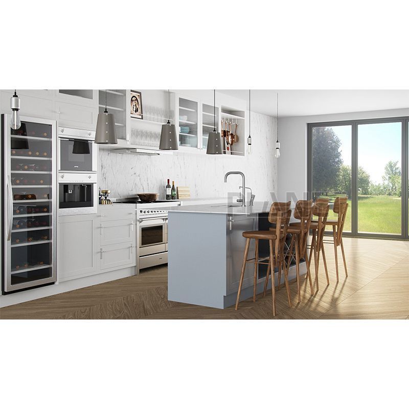 Factory Direct Modern Design Simple Full Pantry Direct Modular Island White PVC Shaker Kitchen Cabinet