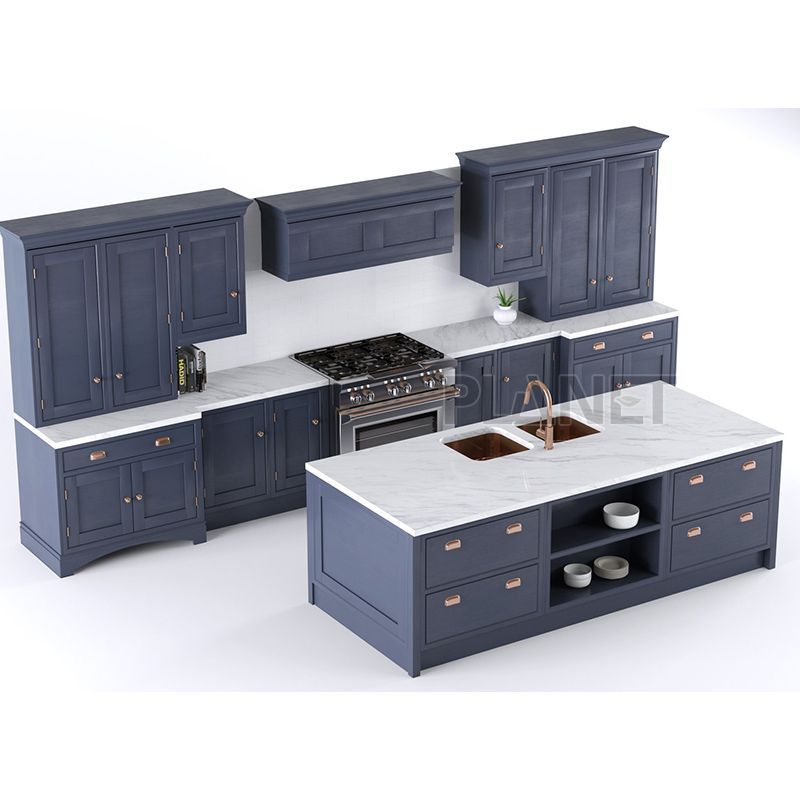 Professional Modern Kitchen Cabinet Design 3D Blue South Africa Kitchen Cabinet Set Assembled