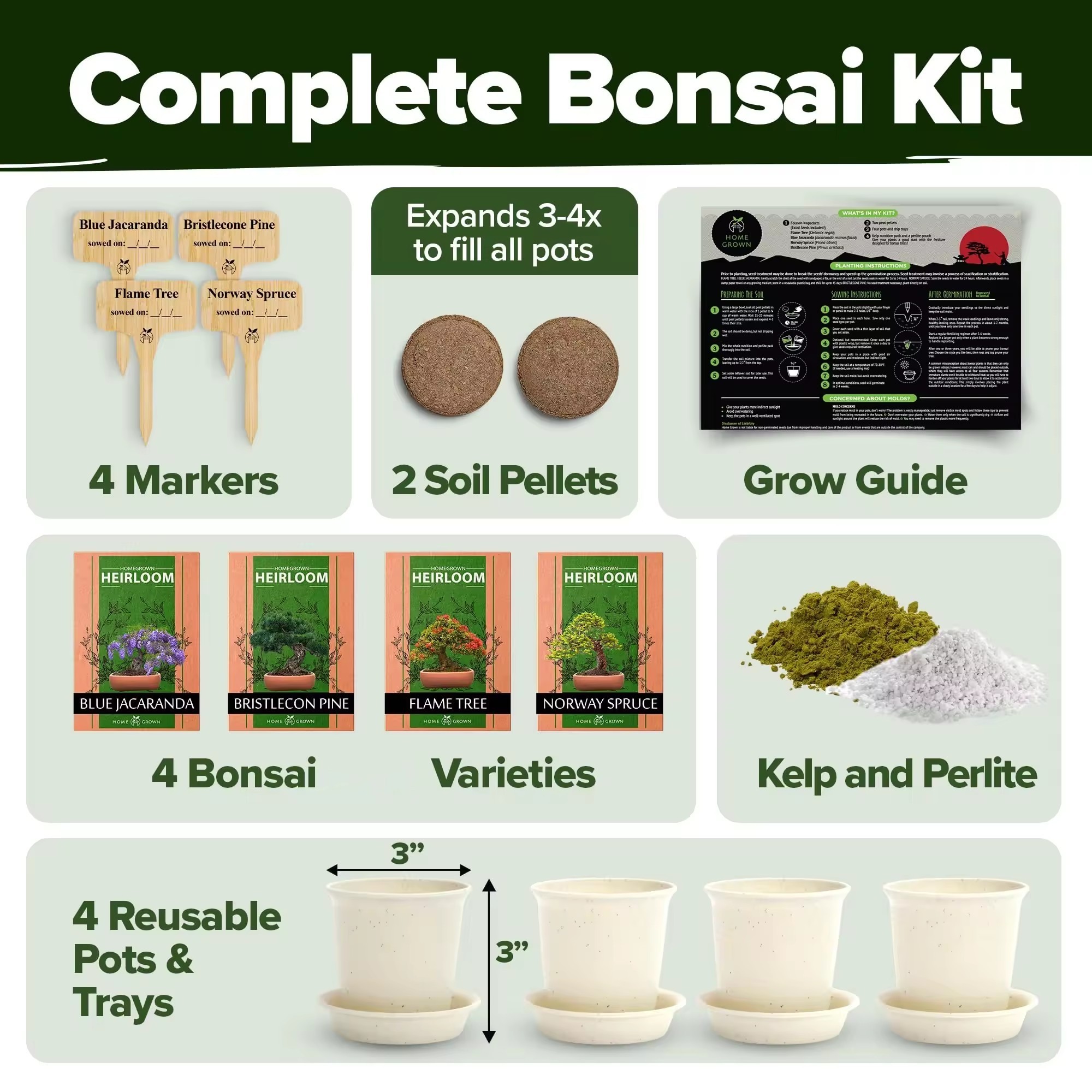 Grow Your Own Bonsai Tree Kit Premium 4 Bonsai Trees Starter Kit Unique Japanese Gifts for Moms