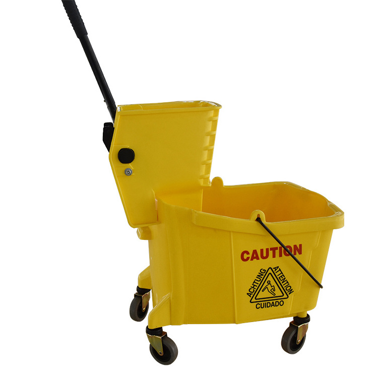 Plastic cleaning squeeze mop bucket with wringer for flat mop bucket for floor cleaning