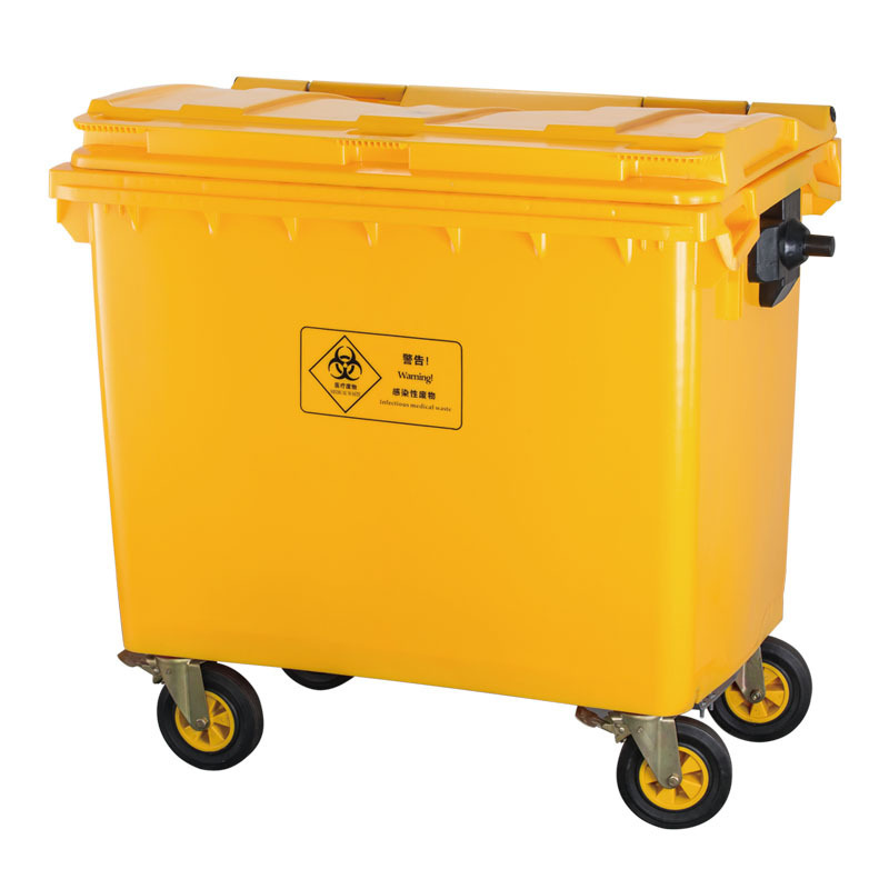 Outdoor garbage bin 1100L plastic trash can waste trolley bin with wheels