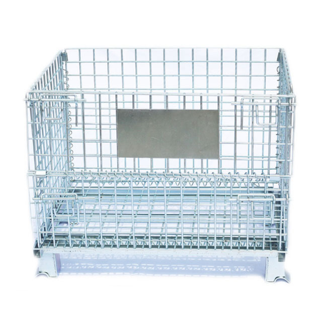 Industrial material handling stackable welded steel transport metal collapsible wire mesh pallet cage