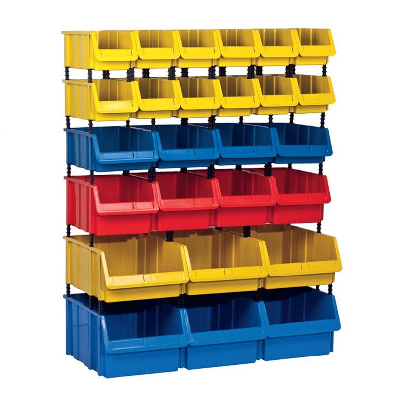 Custom Plastic organizer wall mounted tool spare stackable shelf rack divisible parts storage bins for shelves warehouse